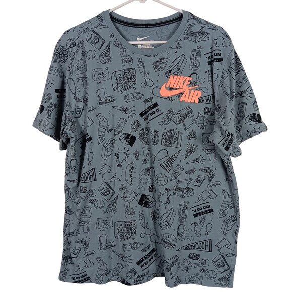 Nike Air Graphic T-Shirt XL Athletic Cut 100% Cotton Mens Gray Casual Activewear - Picture 1 of 10